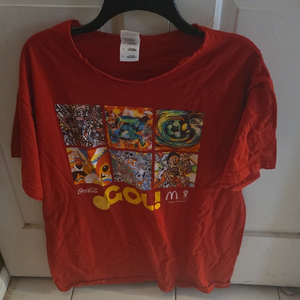 Coca Cola Red Graphic Tee with Art Panels